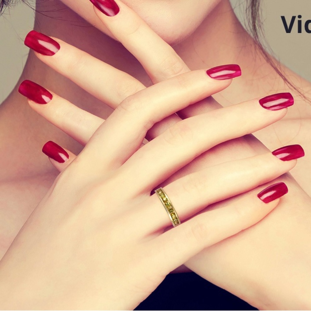 AAA Natural Tanzanian Canary Half Eternity Tourmaline Ring